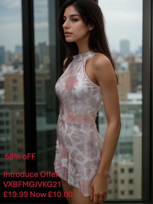 Women's Blossom Print Woven Halterneck Short Playsuit