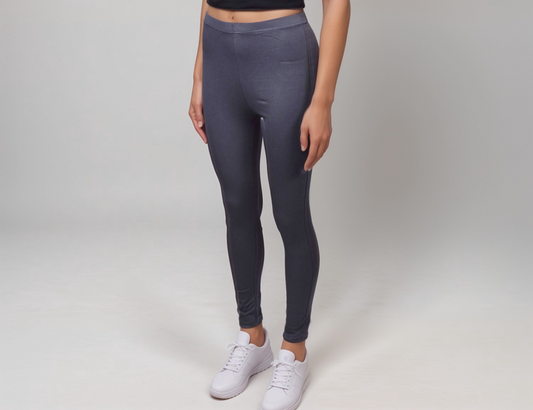 Women's Girls Grey High Waisted Full Length Leggings Bottoms Womenswear Comfortable Casual Cotton