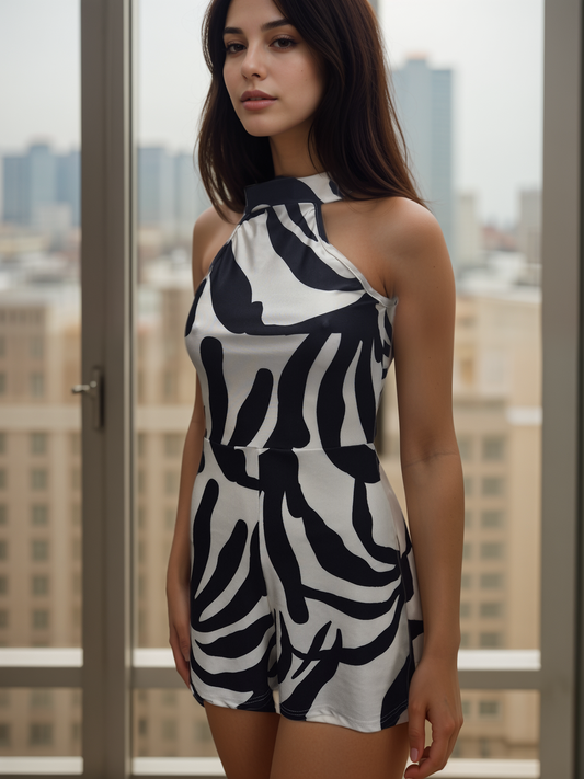 Women's Woven Halter neck Short Playsuits