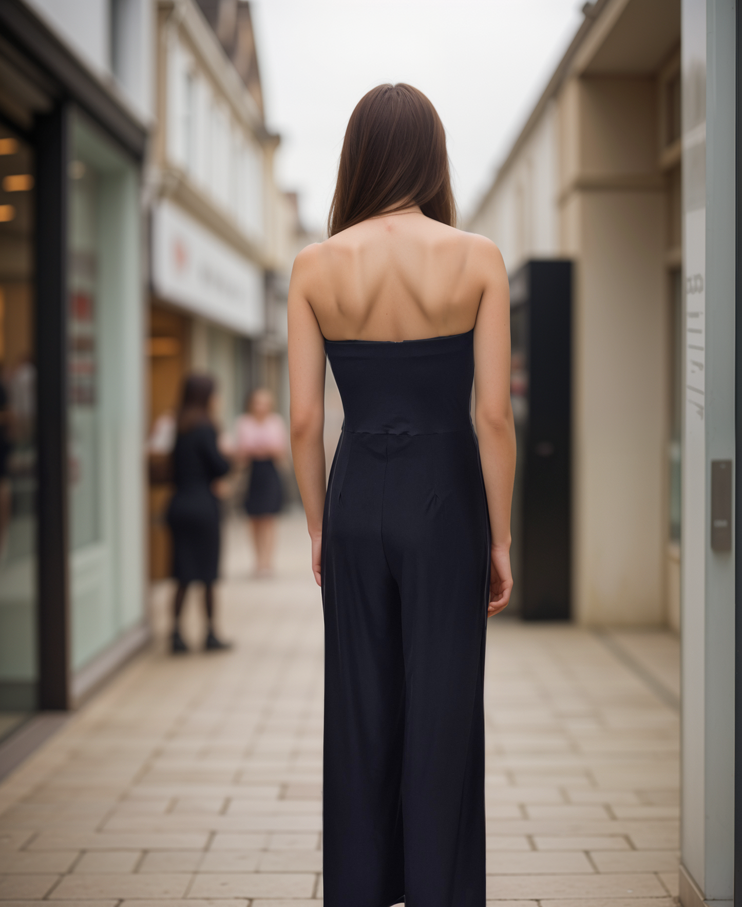 Women's Print Woven Bandeau neckline Wide Leg Jumpsuit All In One