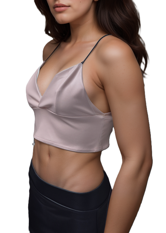 Women's Girls Baby Pink Faux PU Leather look Black Bralette Womenswear