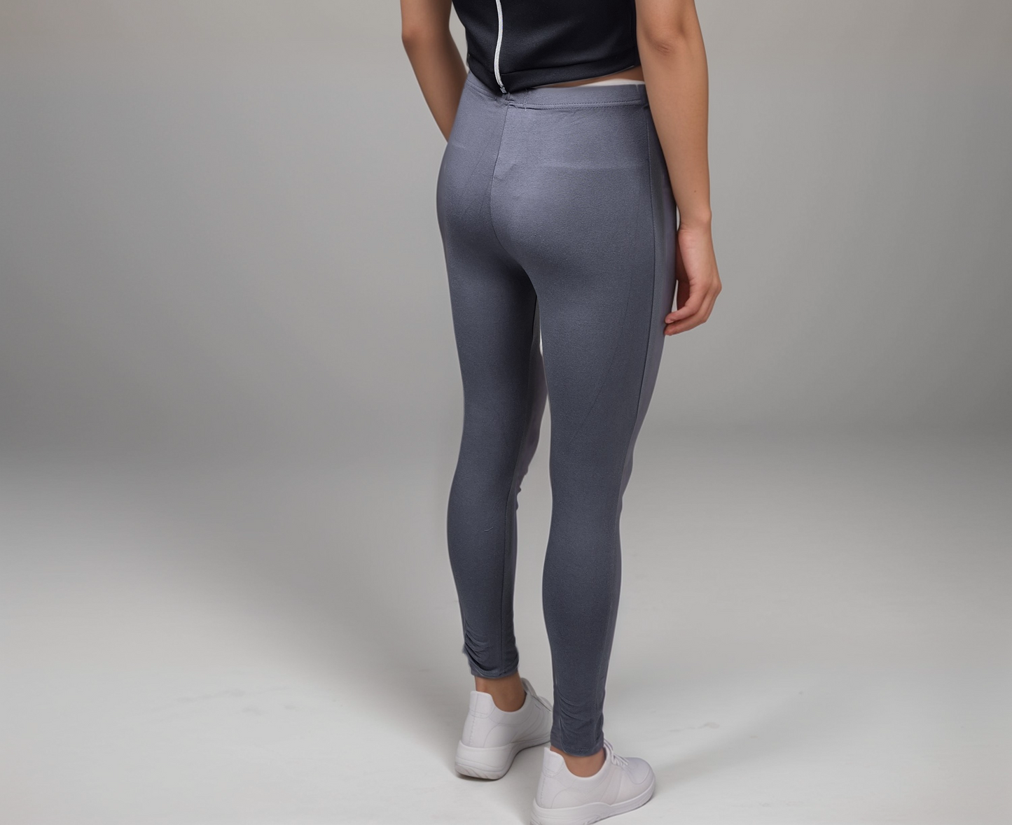 Women's Girls Grey High Waisted Full Length Leggings Bottoms Womenswear Comfortable Casual Cotton