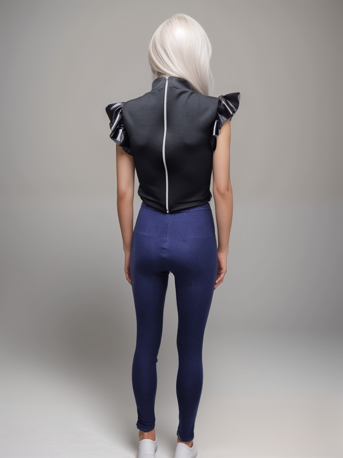 Women's Girls Navy High Waisted Full Length Leggings Bottoms Womenswear Comfortable Casual Cotton