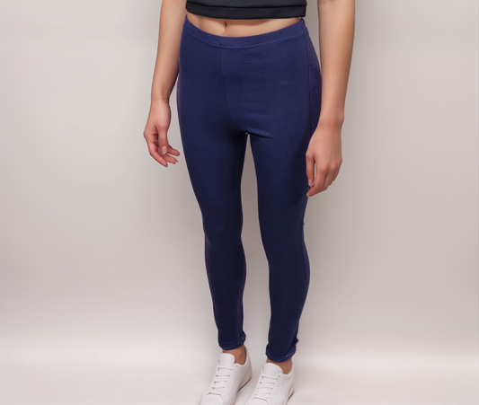 Women's Girls Navy High Waisted Full Length Leggings Bottoms Womenswear Comfortable Casual Cotton