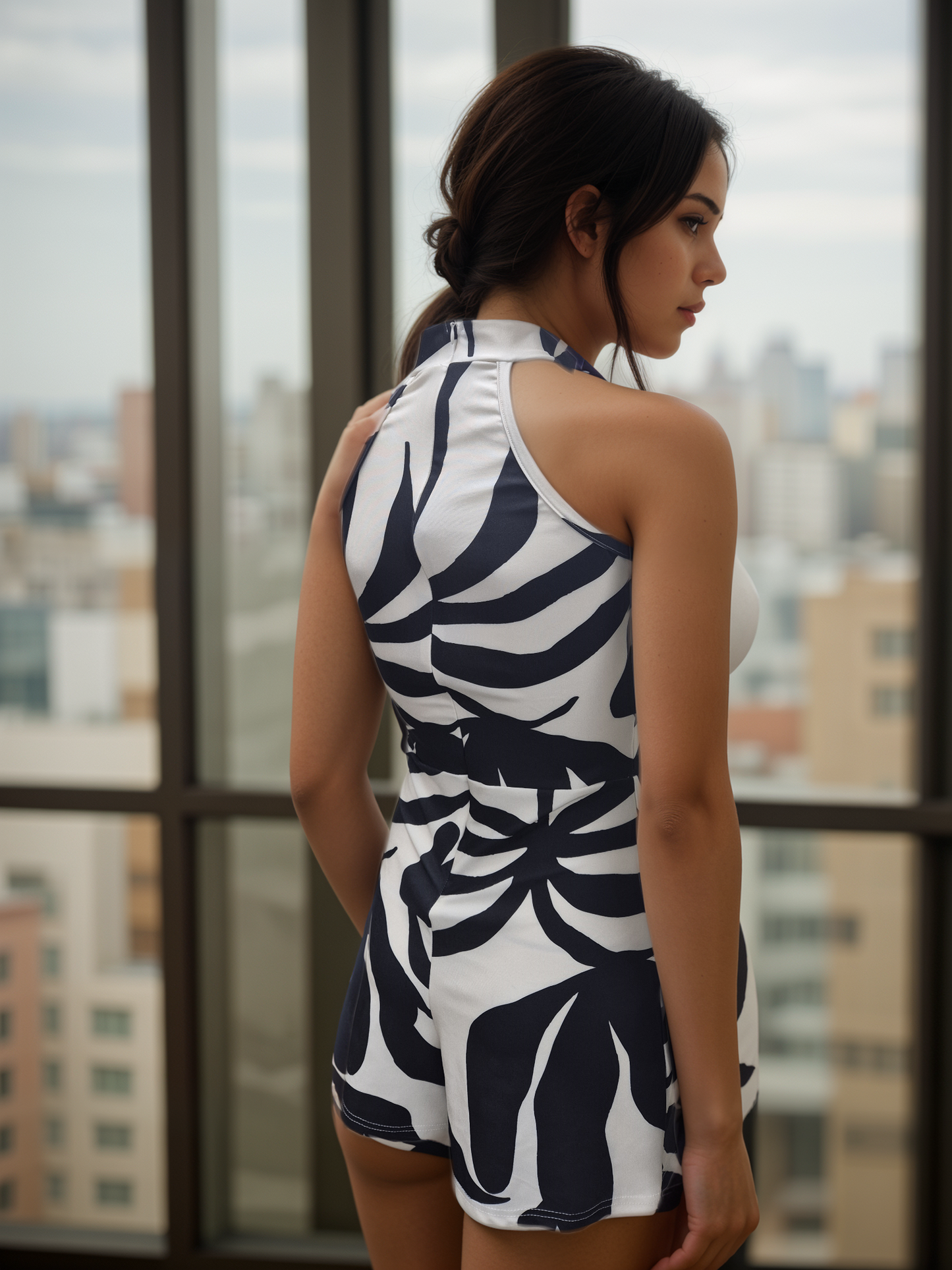 Women's Woven Halter neck Short Playsuits