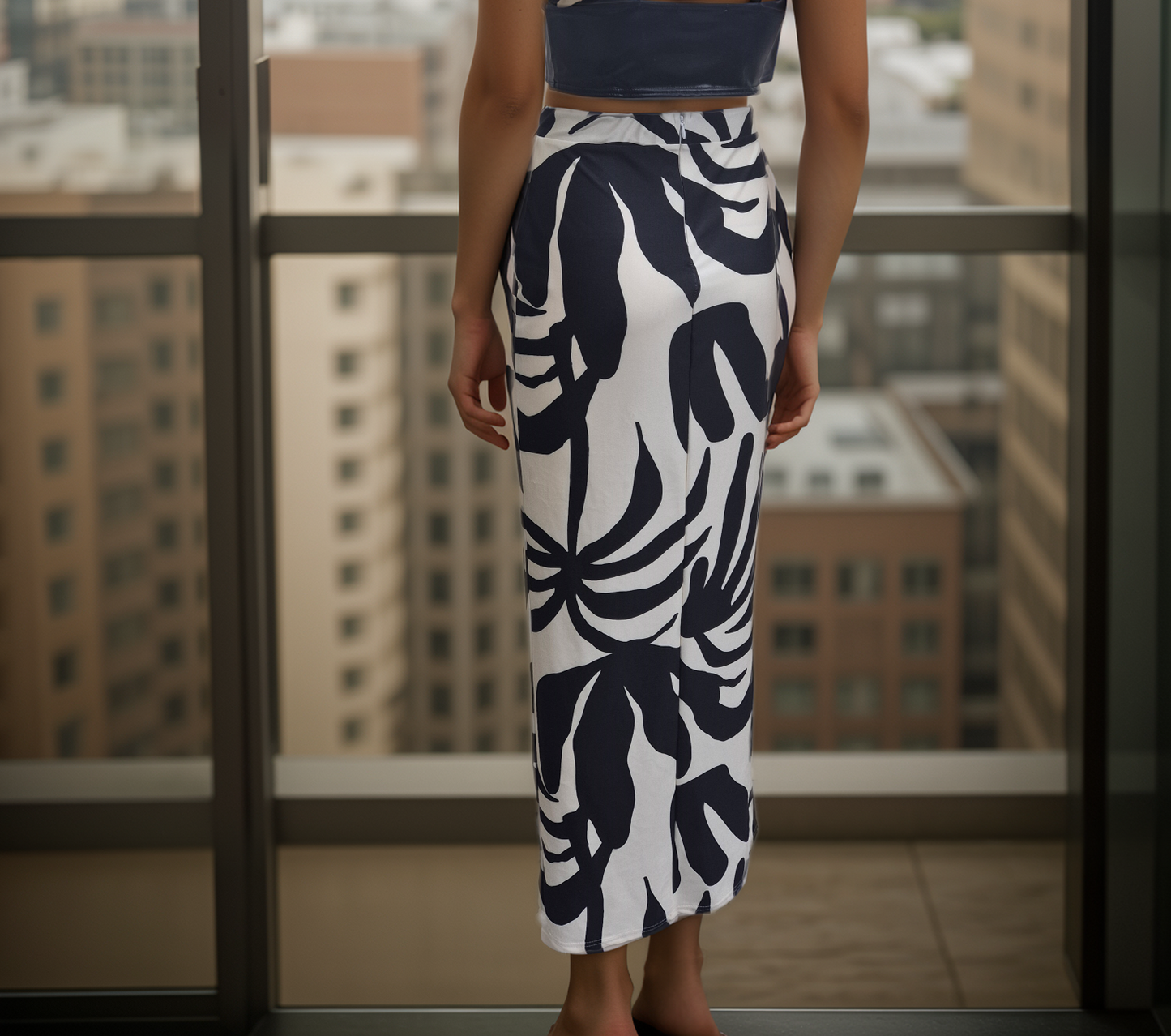 Women's Print Long Split Maxi Skirt