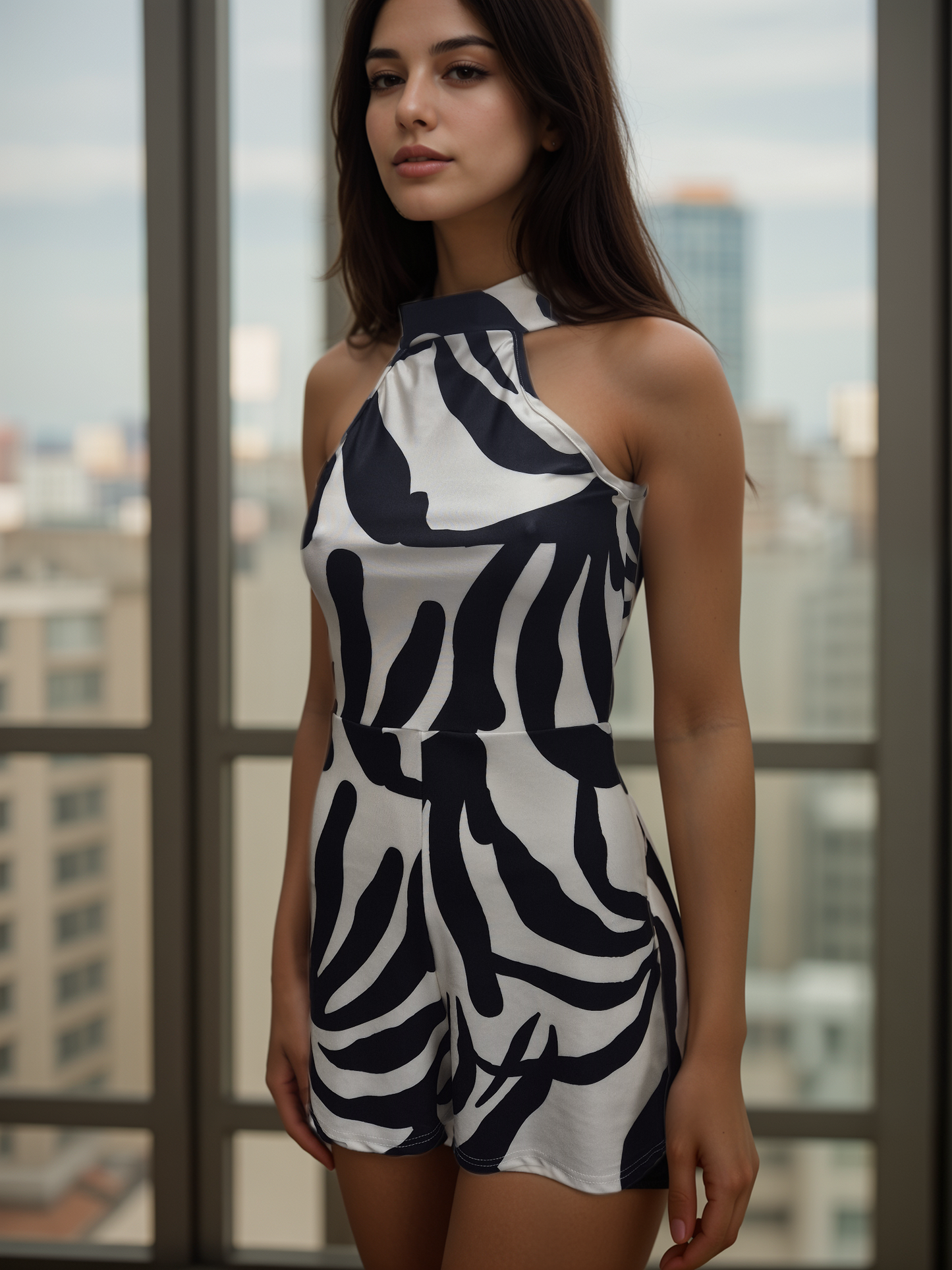 Women's Woven Halter neck Short Playsuits