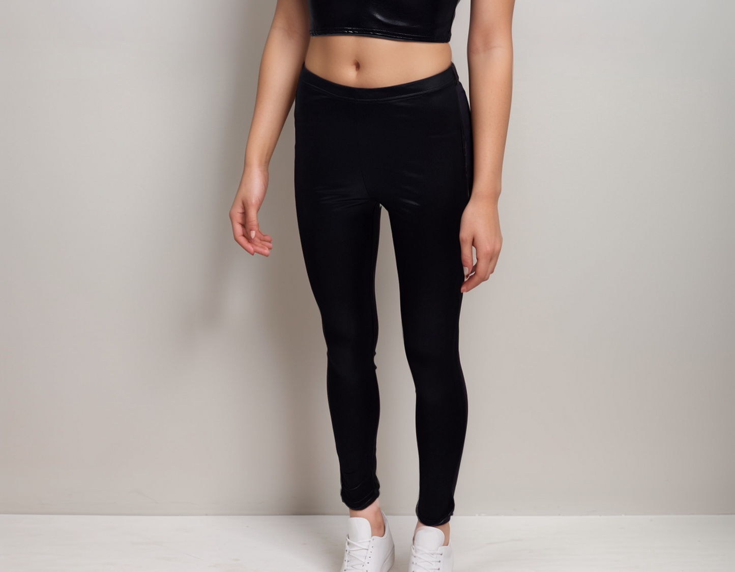 Women's Girls Sexy PU Wet Look Matt Full Length High Waisted Leggings Bottoms Comfortable Womenswear
