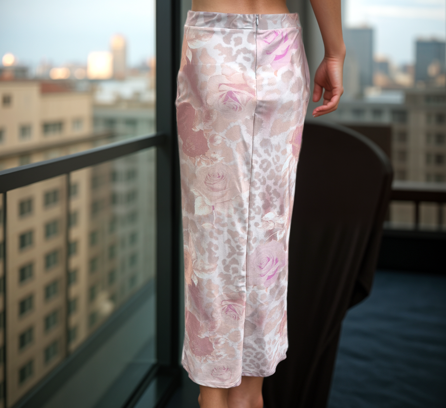 Women's Blossom pink Print Long Split Maxi Skirt