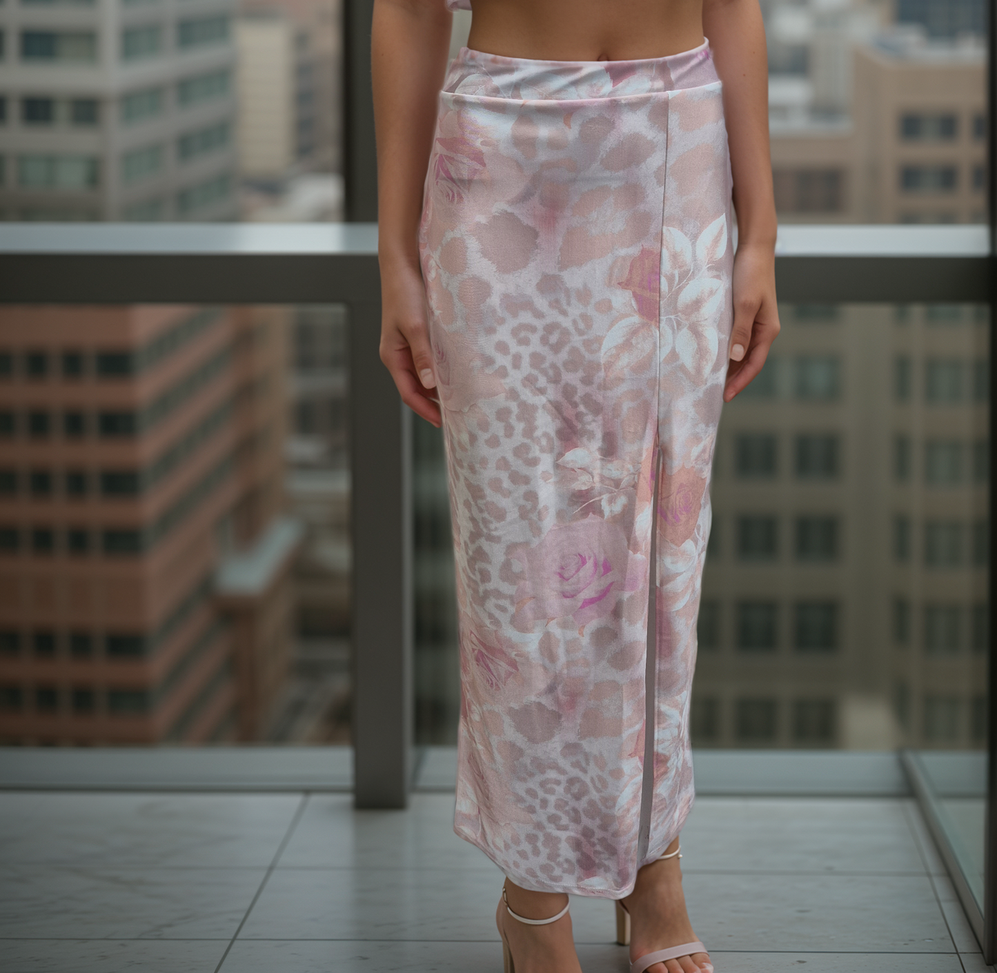 Women's Print Long Split Maxi Skirt