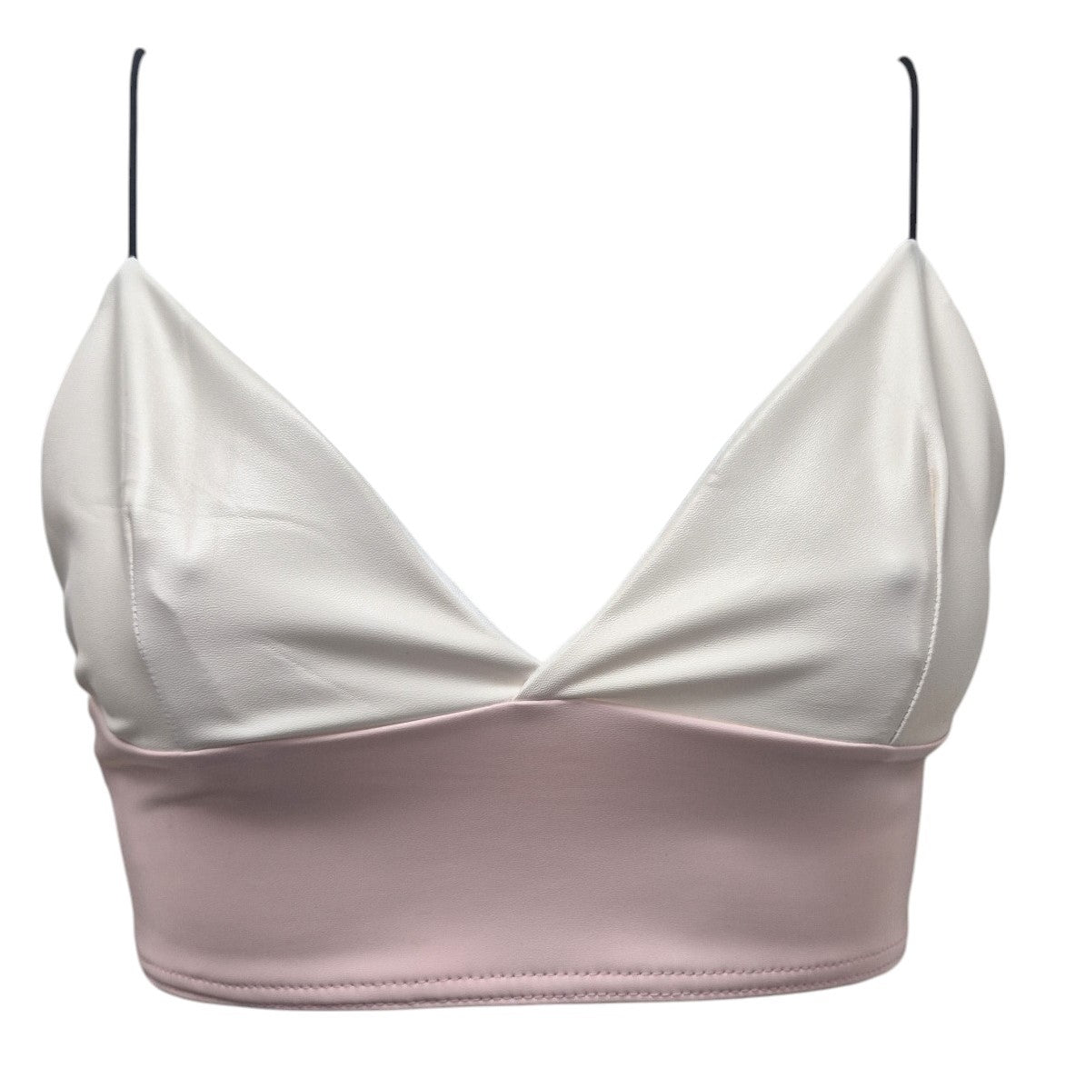 Women's Girls Cream Baby pink Faux PU Leather look Black Bralette Womenswear